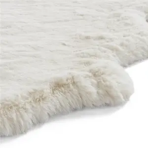 Sheepskin Ivory Plain Shaggy Rug, 50mm Thickness Modern Rug, Luxurious Rug for Living Room, & Dining Room-60cm X 90cm (Single)