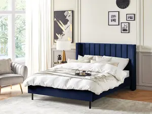 Velvet EU Double Size Bed Navy Blue VILLETTE