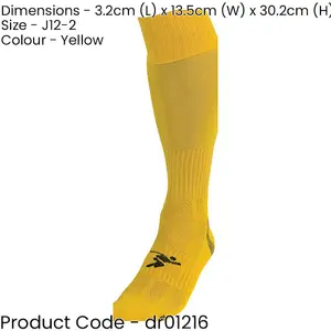 JUNIOR SIZE 12-2 Pro Football Socks - PLAIN YELLOW - Ventilated Toe Protection