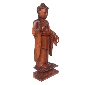 Something Different Standing Buddha Acacia Wood Statue Natural (One Size)