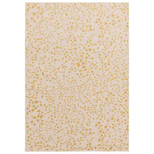 Yellow Dotted Modern Rug Easy to clean Dining Room-80cm X 150cm