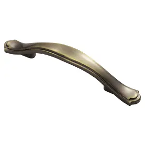 Stepped Edge Cupboard Bow Pull Handle 76mm Fixing Centres Burnished Brass