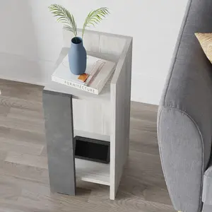 Lochlan Modern Compact Nightstand Bedside Table 25 x 27 x 60cm  Bedroom Furniture Ancient White / Right Orientation