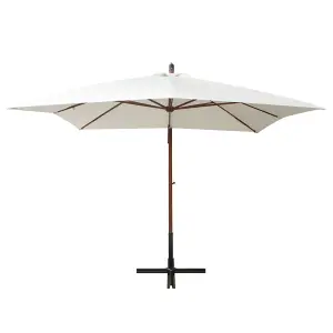 Berkfield Hanging Parasol 300x300 cm Wooden Pole White