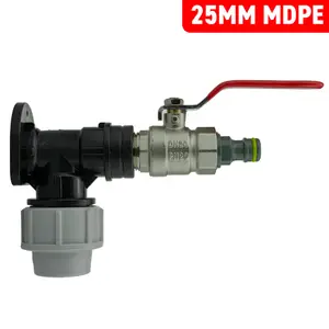 25mm waterpipe mdpe back/wall plate with full flow valve+universal garden hose connector