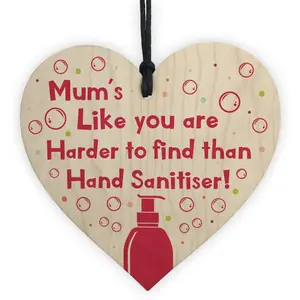 Red Ocean Funny Mum Gift Hand Sanitiser Mothers Day Gift Keepsake Birthday Gift For Mum Handmade Wooden Heart Sign