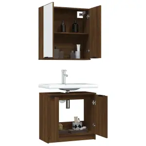 Berkfield 2 Piece Bathroom Cabinet Set Brown Oak Engineered Wood