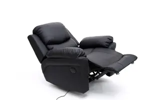 Madison Electric Recliner Bonded Leather Automatic Armchair Sofa Home Lounge Chair (Black)