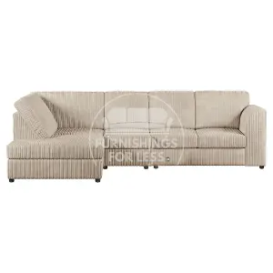 Luxor Cream Jumbo Cord 4 Seater Corner sofa Left Hand Facing - Full Back