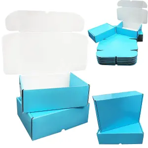 25 x Shiny Light Blue (6" x 4" x 1.5") Coloured Cardboard Postal Shipping Mailing Die Cut Boxes