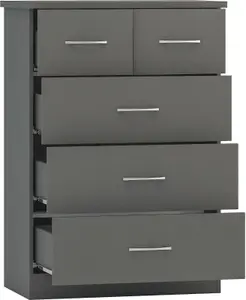 Nevada 3 and 2 Drawer Chest 3D Effect Grey