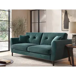 Solace+Co Ellison 3 Seater Velvet Sofa - Green