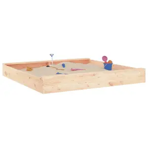 Berkfield Sandbox with Seats Square Solid Wood Pine