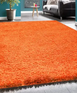 Orange Thick Shaggy Rug - California - 140x200cm (4'6" x 6'6")