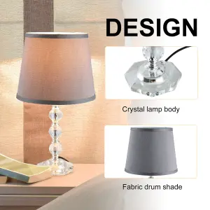 HOMCOM Crystallite Table Lamp w/ Fabric Lampshade Switch Beautiful Glass Elegant