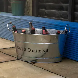 Harbour Housewares - Vintage Metal Large Drinks Bucket - Silver