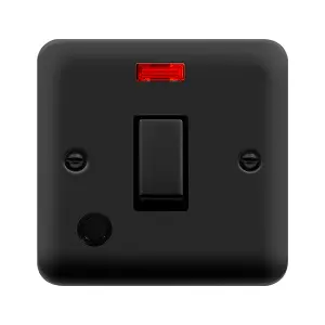 Curved Matt Black 1 Gang 20A Ingot DP Switch With Flex With Neon - Black Trim - SE Home