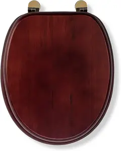 Croydex Solid Wood Mahogany Effect Toilet Seat with Brass Hinges