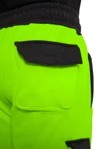 SSS Hi Viz Trouser High Visibility Mens Work Trouser Safety Fleece Worker Pants Reflective Fluorescent Joggers-Green-XXL