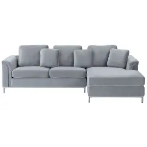 Left-Hand Corner Sofa OSLO Grey Velvet Left Hand