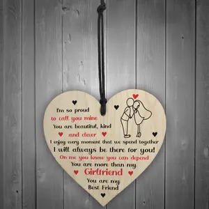 Gift For Girlfriend Anniversary Valentines Day Gift For Her Wooden Heart Keepsake