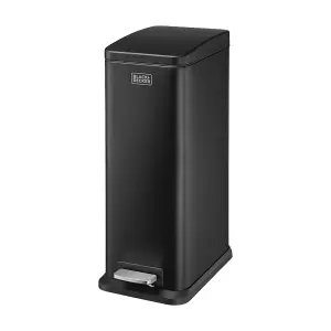 BLACK+DECKER 20L Black Pedal Bin with Soft Close Lid