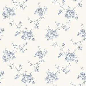 Galerie Palazzo Blue Turquoise Floral Embossed Wallpaper