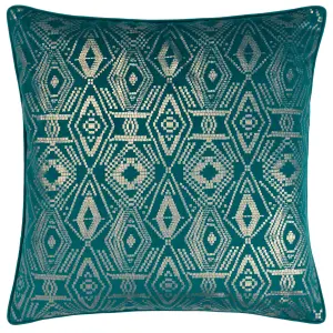 Paoletti Tayanna Metallic Velvet Piped Feather Filled Cushion