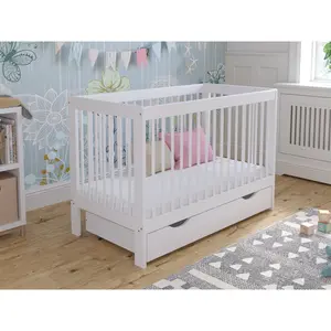 Adwolf Cot Bed with Drawer and Mattress White