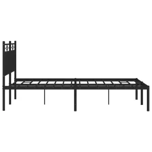 Berkfield Metal Bed Frame with Headboard Black 140x190 cm