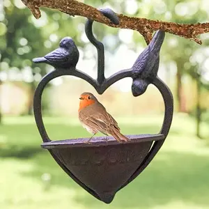 Cast Iron Bird Feeder with Robins