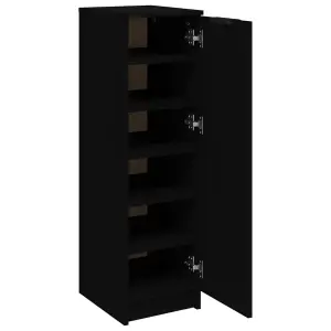 Berkfield Shoe Cabinet Black 30x35x100 cm Engineered Wood