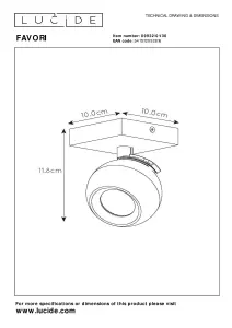 Lucide Favori Modern Ceiling Spotlight - 1xGU10 - Black