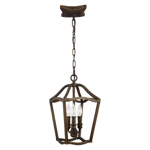 Elstead Yarmouth 3 Light Pendant, Painted Aged Brass