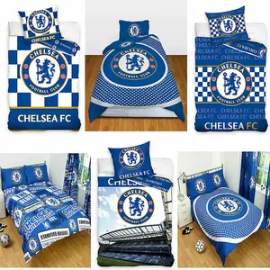 Chelsea FC Official Football Patch Single Duvet And Pillow Case Set Blue/White (One Size)