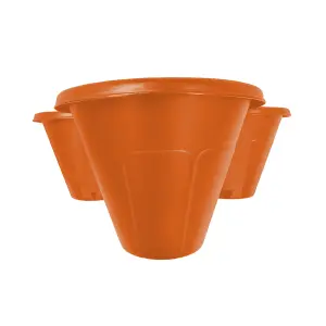 Trio Stackable Stacking Strawberry Planter Plant Flower Pot Herb Garden - Terracotta