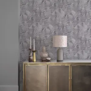 Clarissa Hulse Woodland Fern Pewter Smooth Wallpaper