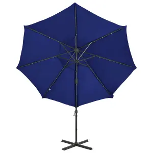 Berkfield Cantilever Umbrella with Pole and LED Lights Azure Blue 300 cm