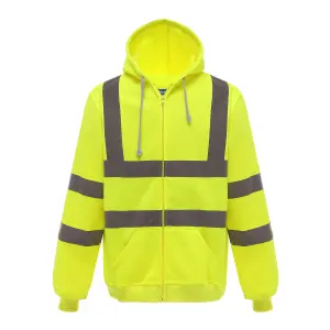 Yoko Mens Hi Visibility Full Zip Reflective Work Hoodie