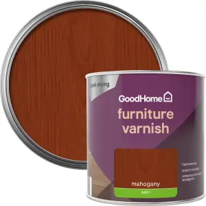 GoodHome Mahogany Satin Multi-surface Furniture Wood varnish, 250ml