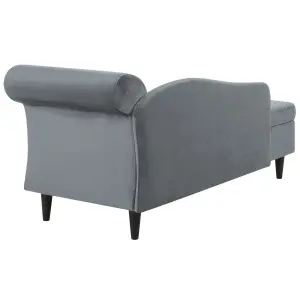 Right Hand Velvet Chaise Lounge Light Grey LUIRO