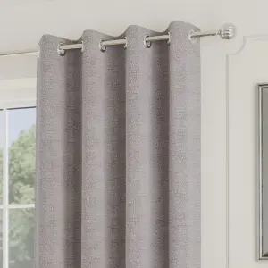 Enhanced Living Royale Silver Room Darkening Boucle Readymade Curtains Pair - 66 x 54 inch (168x137cm)