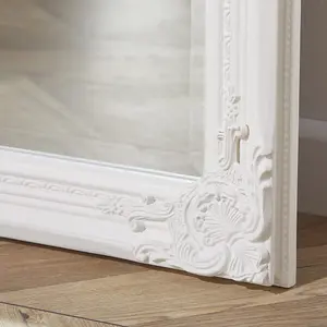 Leaner Mirror Highbury Rectangular Shape with Antique White Frame- H 165cm x W 74cm for Hanging in Bedroom or Entryway