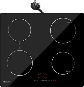 Glonlen Plug-In Induction Hob 13 Amp 2800w,60cm Integrated Electric Cooktop With Bridge Zone, 4 Cooking Rings Cooker GIT470SP