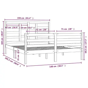 Berkfield Bed Frame Solid Wood 150x200 cm 5FT King Size