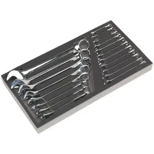 19 Piece Combination Spanner Set with Handy Tool Tray for Organized Storage