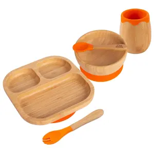 5pc Bamboo Segmented Baby Weaning Set - Orange