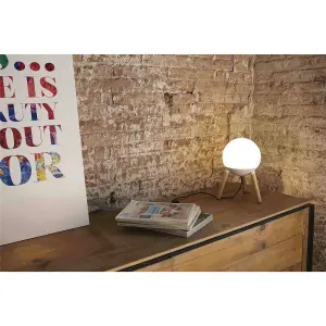 Luminosa Mine 1 Light Table Globe Lamp White, Wood, E27