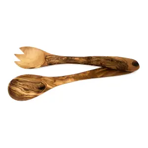 Olive Wood Natural Grained Rustic Kitchen Dining Salad Server (L) 20cm