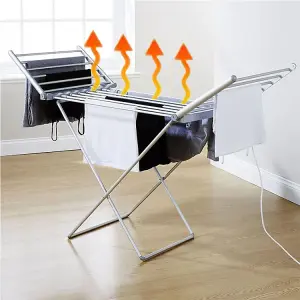 Electric Heated Clothes Airer Dryer Portable Indoor Horse Rack Laundry Folding